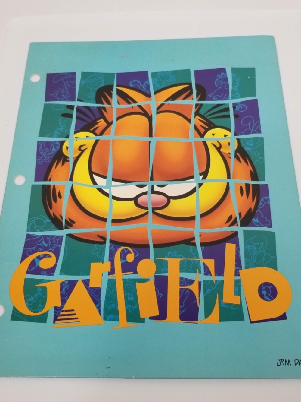 Vintage Mead Garfield Cat Portfolio Folder 12x9 3/8" Paws Jim Davis Blue Grid